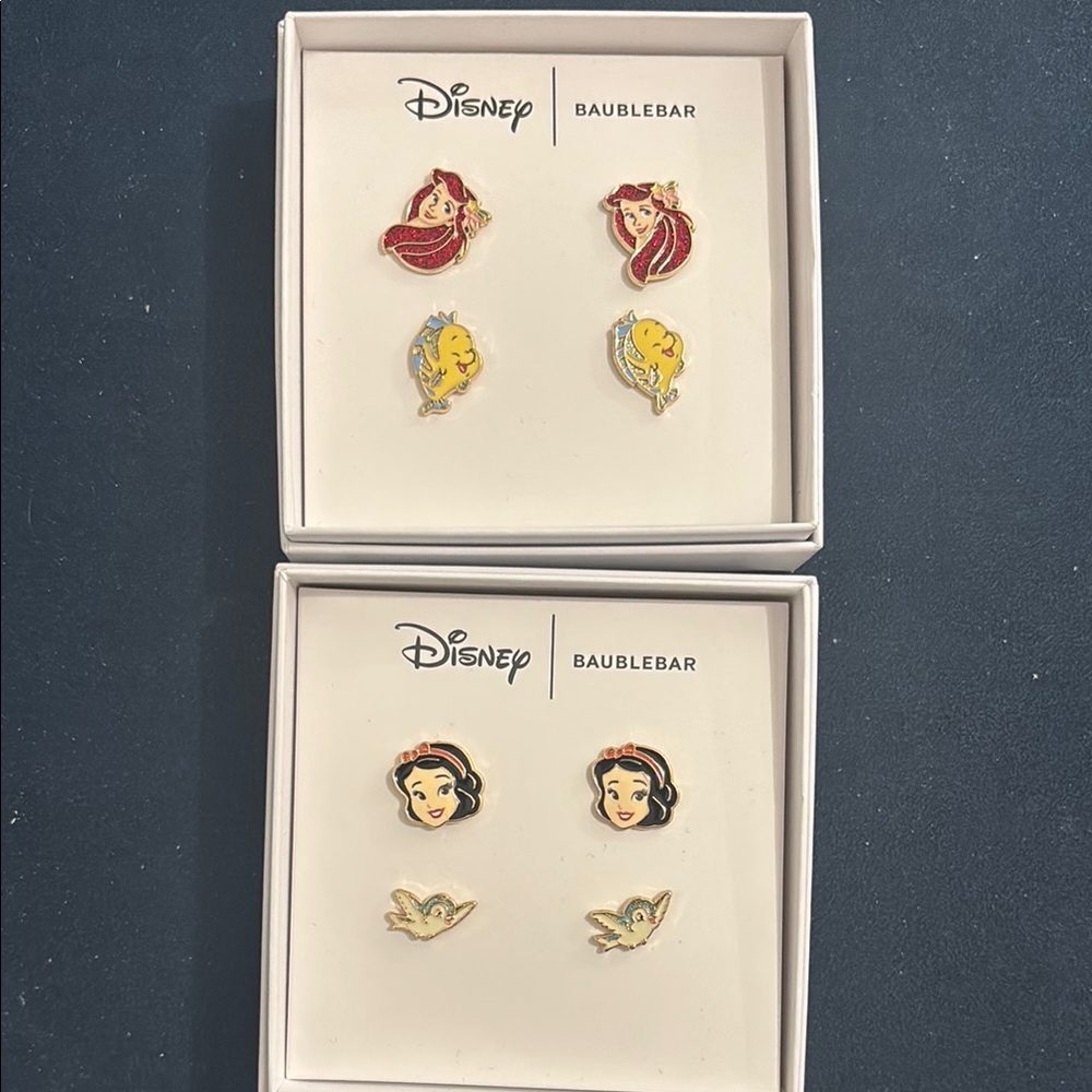 NWT BaubleBar Disney Princess Ariel and Snow White Stud Earrings